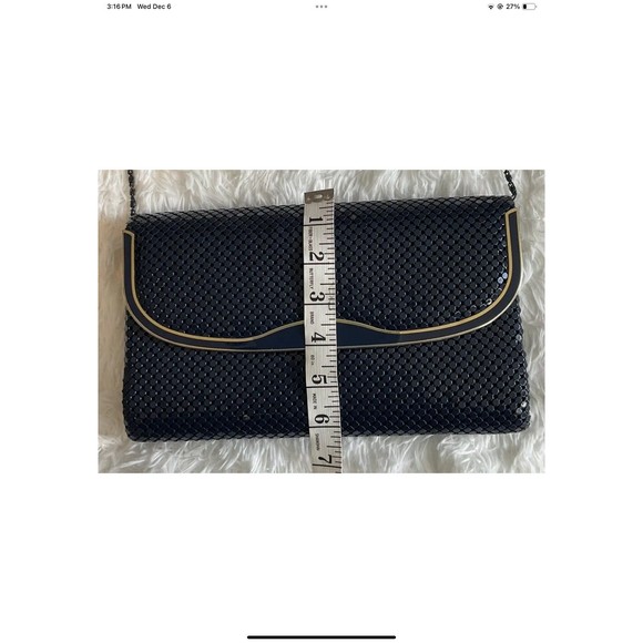 Marlo Metal Mesh Evening Bag Vintage Purse Navy Blue Crossbody/Shoulder READ - Picture 7 of 9
